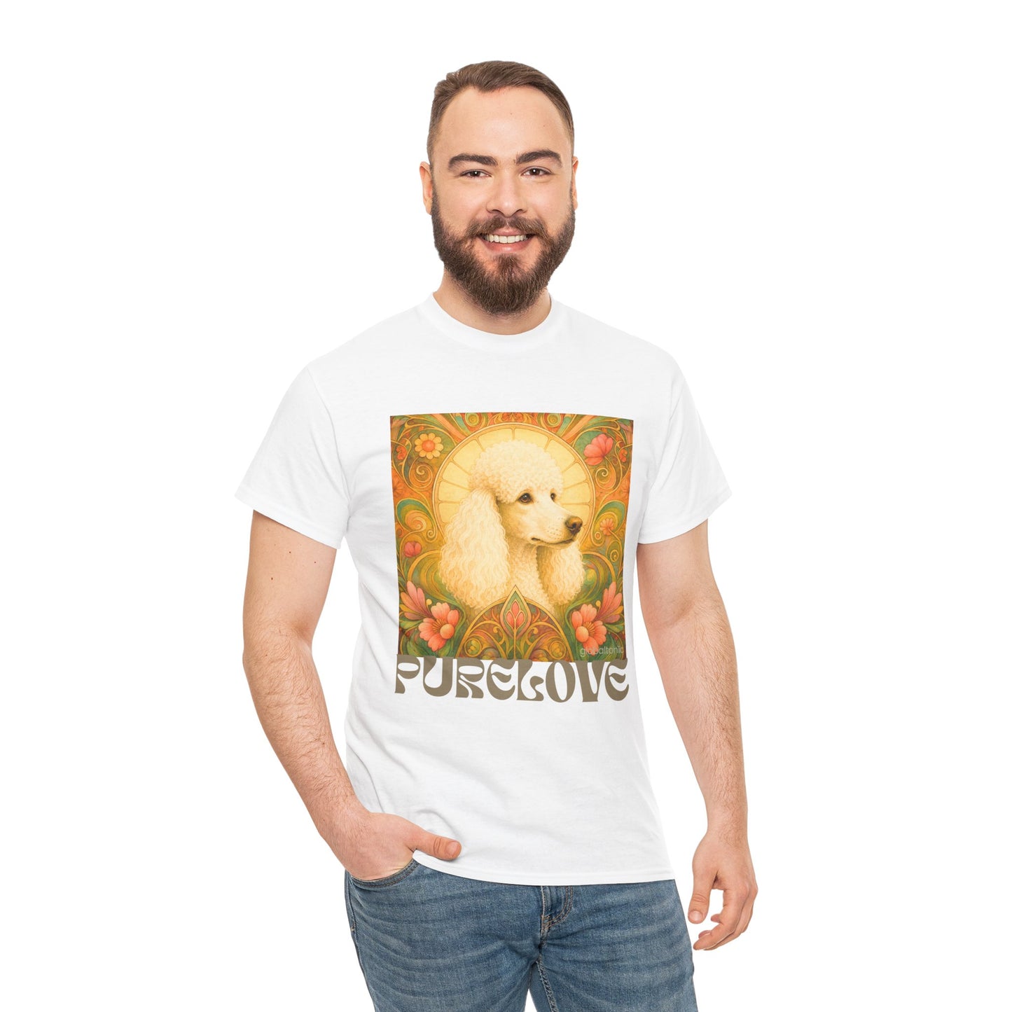 White Poodle Vintage Graphic T-Shirt – Unisex Cotton Tee for Dog Lovers