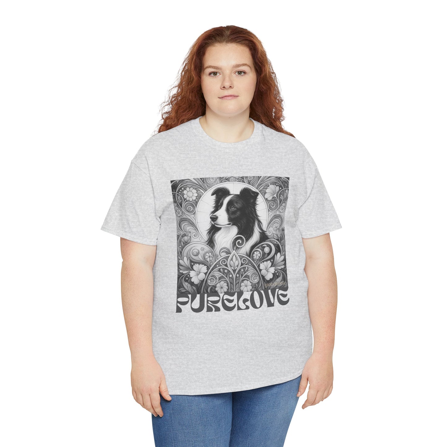 Border Collie Vintage Unisex Cotton Tee for Dog Lovers (Black & White)