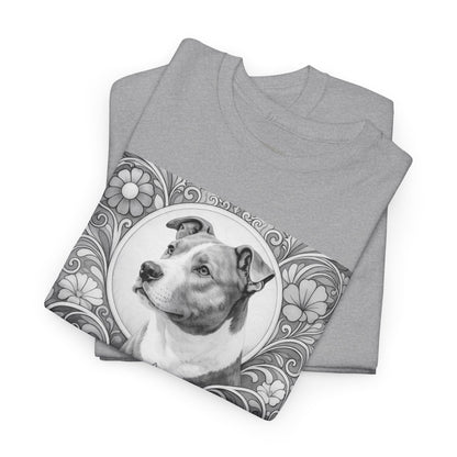 Staffy Grey & White Vintage Unisex Cotton Tee for Dog Lovers (Black & White T-Shirt)