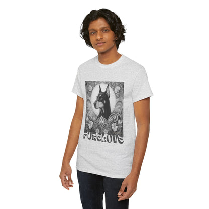 Doberman Vintage Unisex Cotton Tee for Dog Lovers (Black & White)
