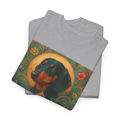 Dachshund Black Tan Shorthair Vintage Graphic T-shirt - Unisex Cotton Tee for Dog Lovers