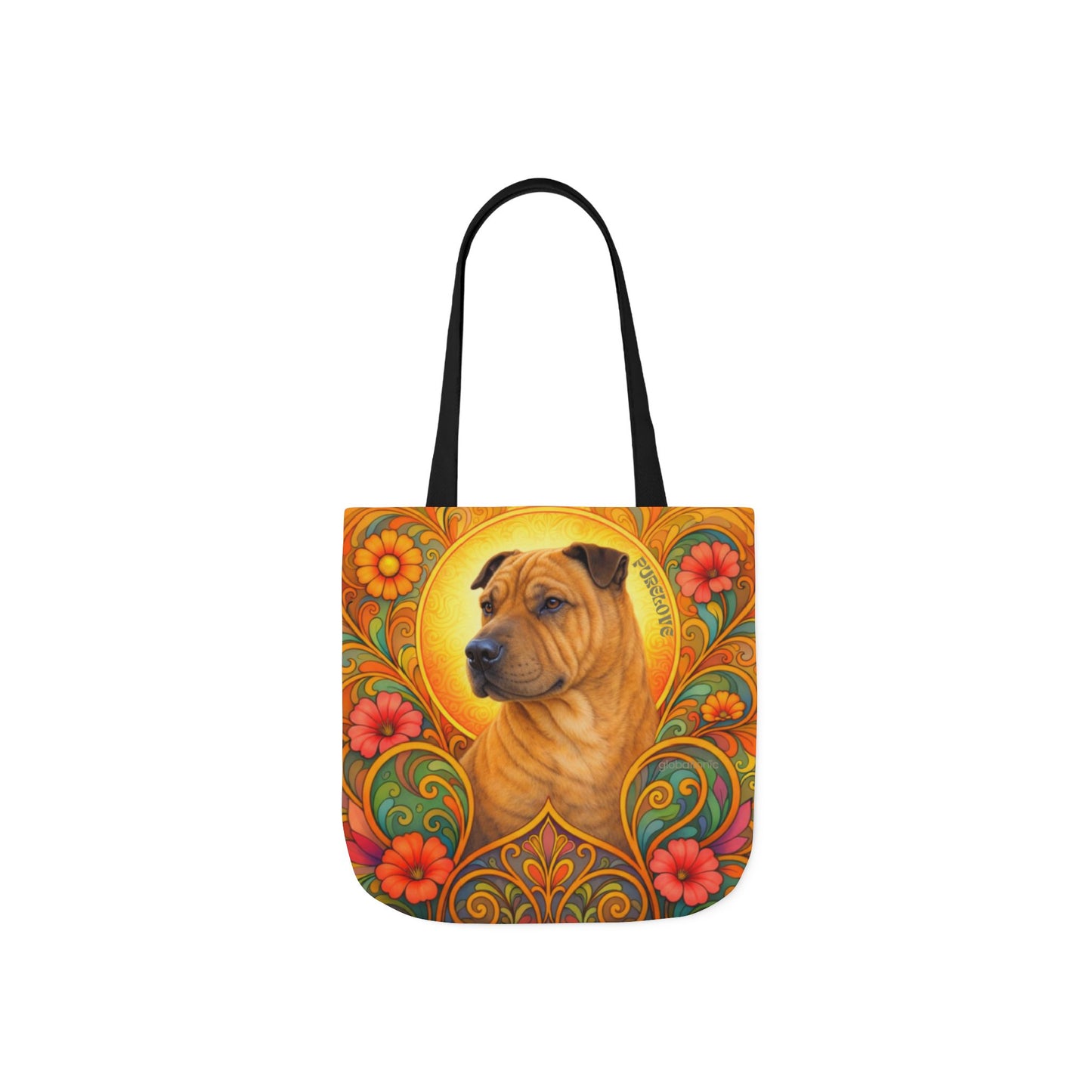 Shar Pei All-Over Print Canvas Tote Bag – Colourful Artistic Dog Lover Gift