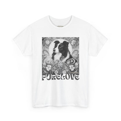 Border Collie Vintage Unisex Cotton Tee for Dog Lovers (Black & White)