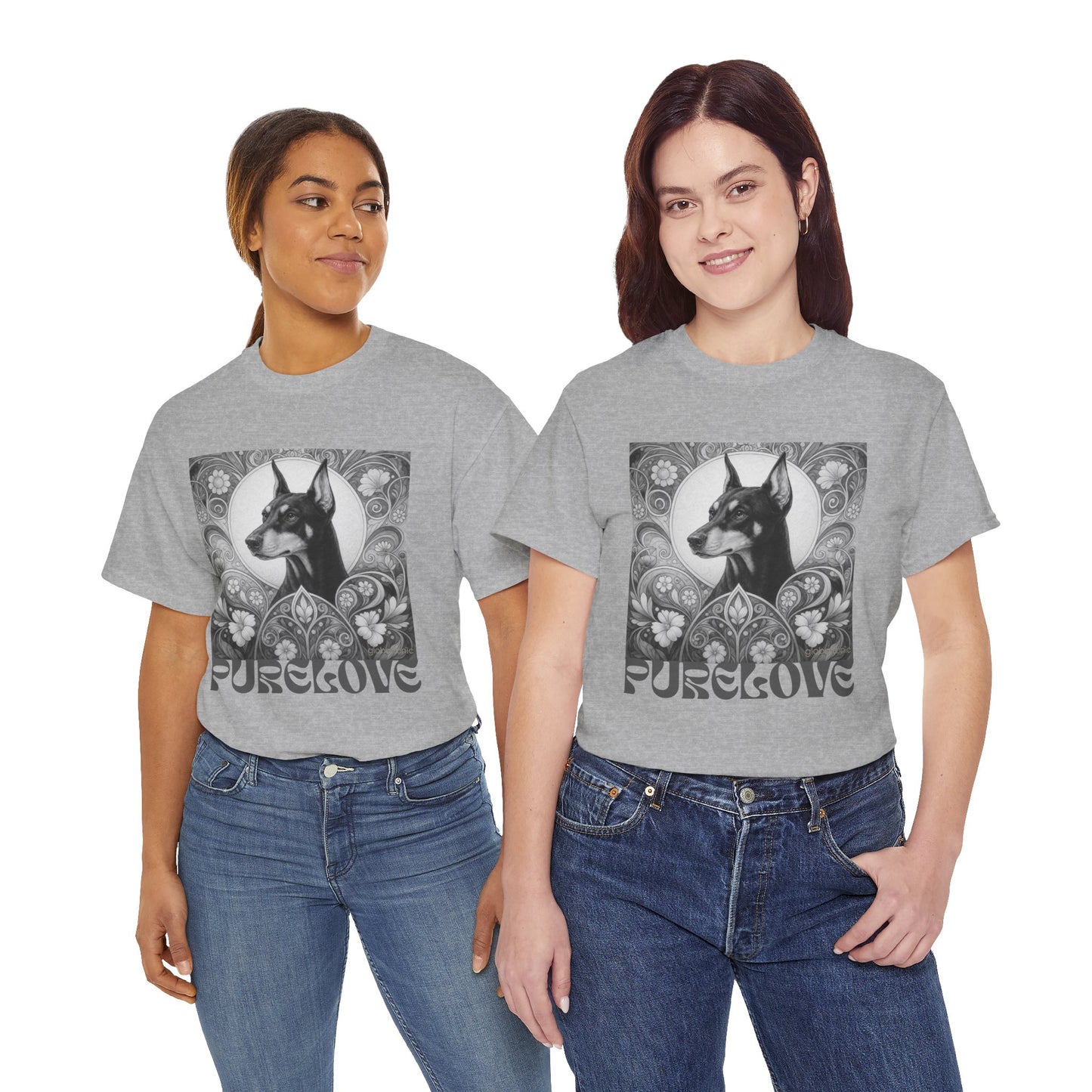 Doberman Vintage Unisex Cotton Tee for Dog Lovers (Black & White)