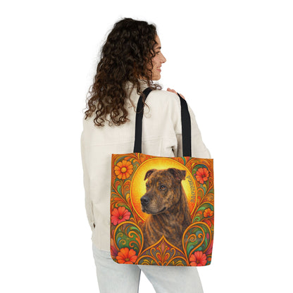 Staffy Brown All-Over Print Canvas Tote Bag – Colourful Artistic Dog Lover Gift