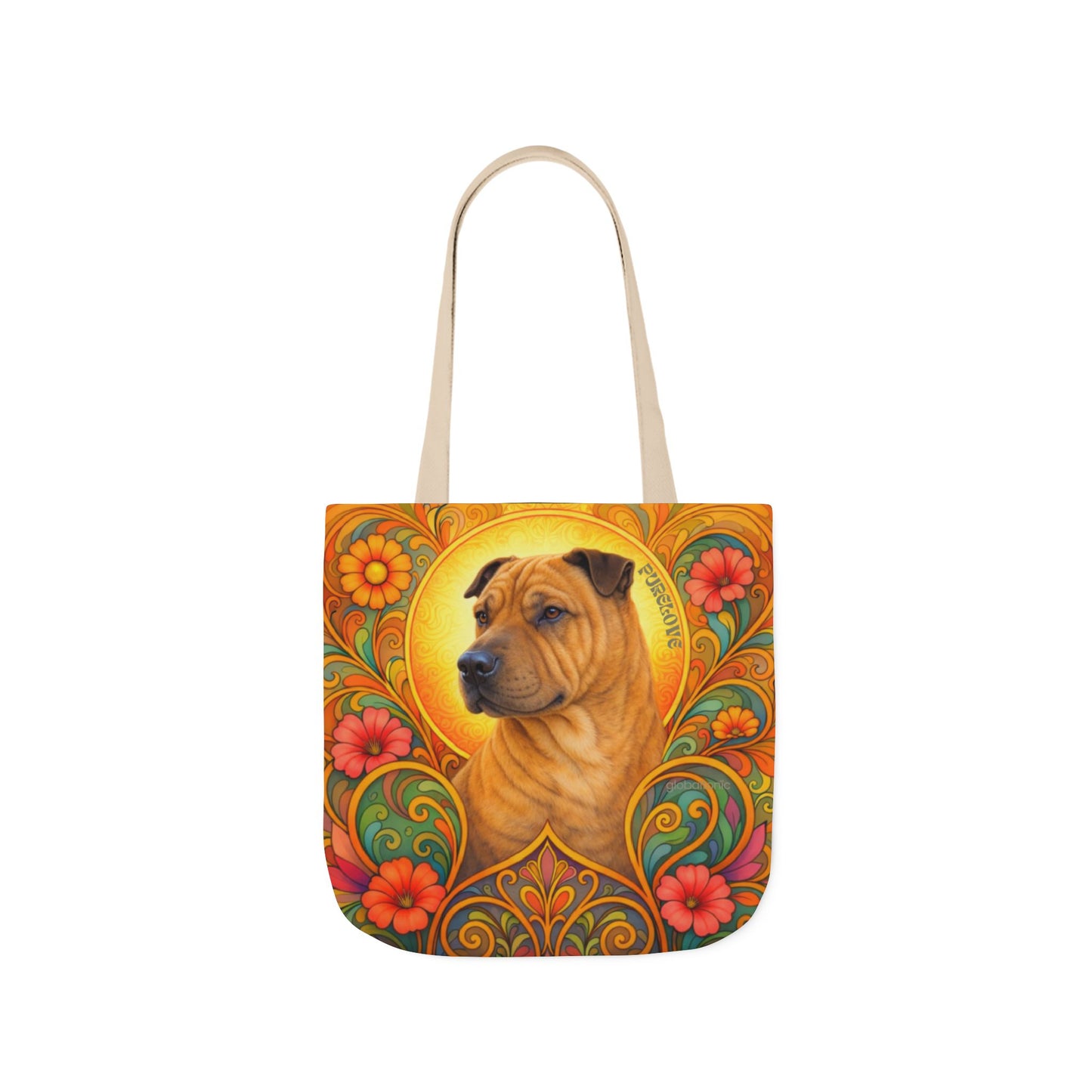 Shar Pei All-Over Print Canvas Tote Bag – Colourful Artistic Dog Lover Gift