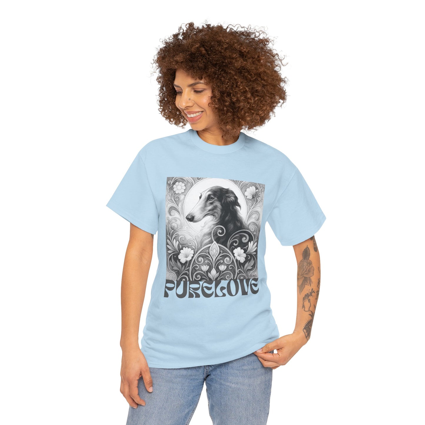 Borzoi Vintage Unisex Cotton Tee for Dog Lovers (Black & White)