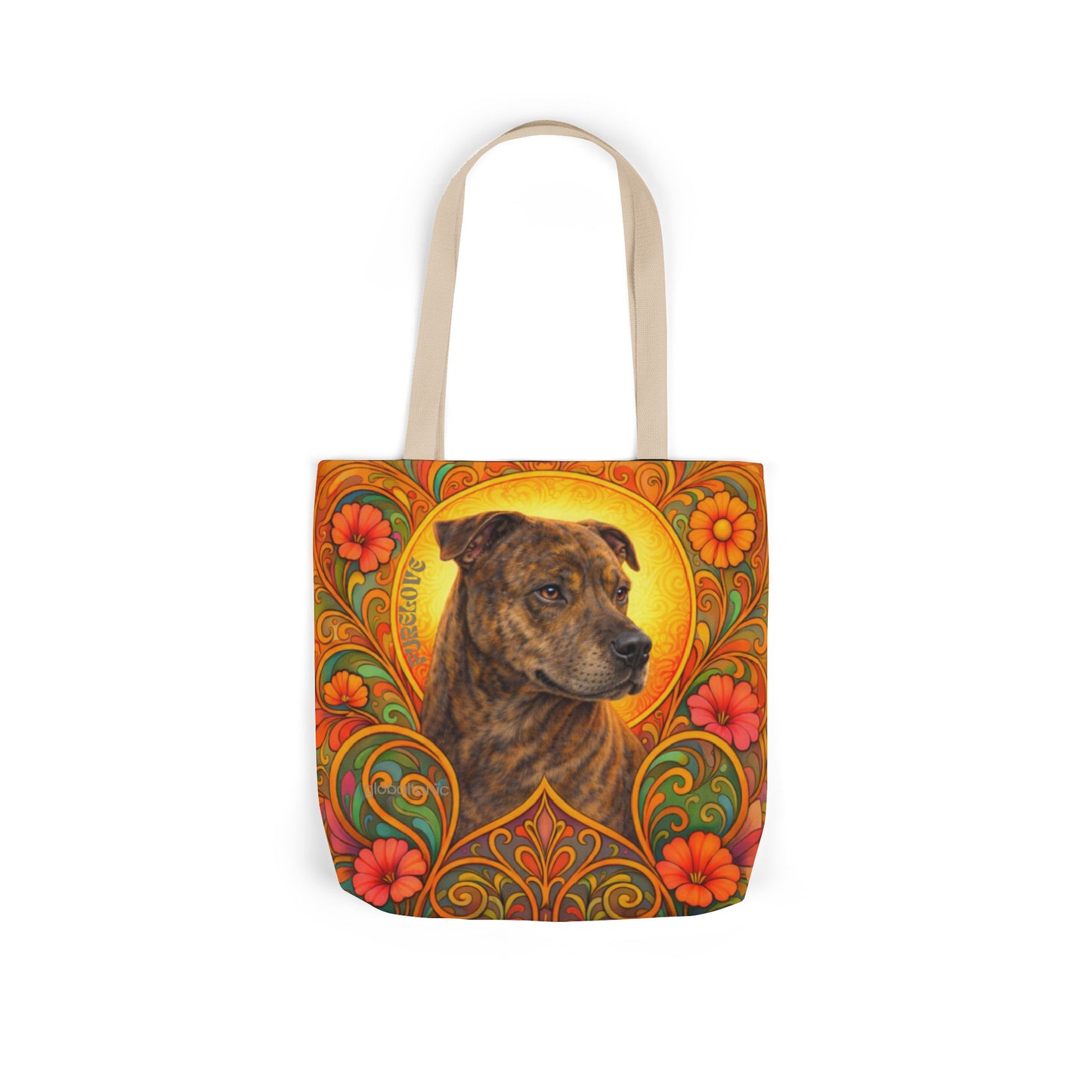 Staffy Brown All-Over Print Canvas Tote Bag – Colourful Artistic Dog Lover Gift