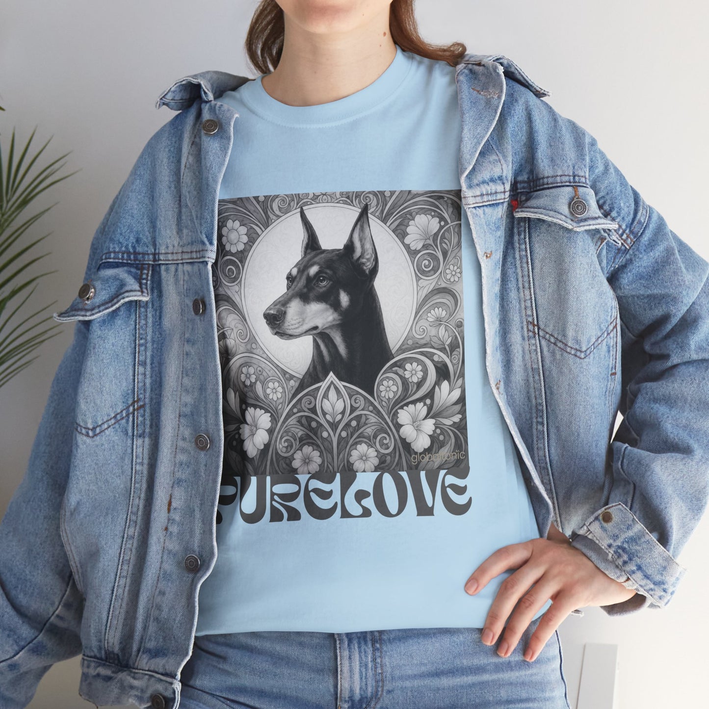 Doberman Vintage Unisex Cotton Tee for Dog Lovers (Black & White)
