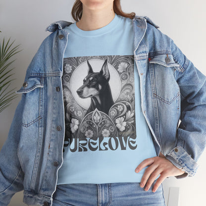 Doberman Vintage Unisex Cotton Tee for Dog Lovers (Black & White)