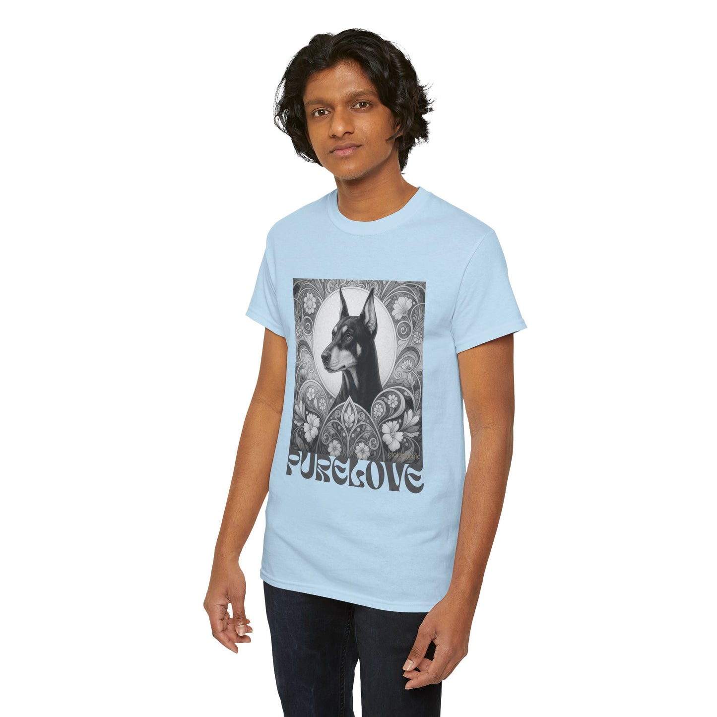 Doberman Vintage Unisex Cotton Tee for Dog Lovers (Black & White)