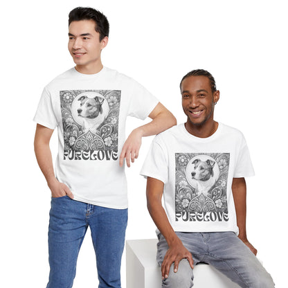 Staffy Grey & White Vintage Unisex Cotton Tee for Dog Lovers (Black & White T-Shirt)