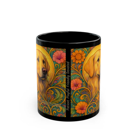 Golden Retriever Dog Lover Black Mug – Vintage Pet Themed Cup for Gifts & Home Decor