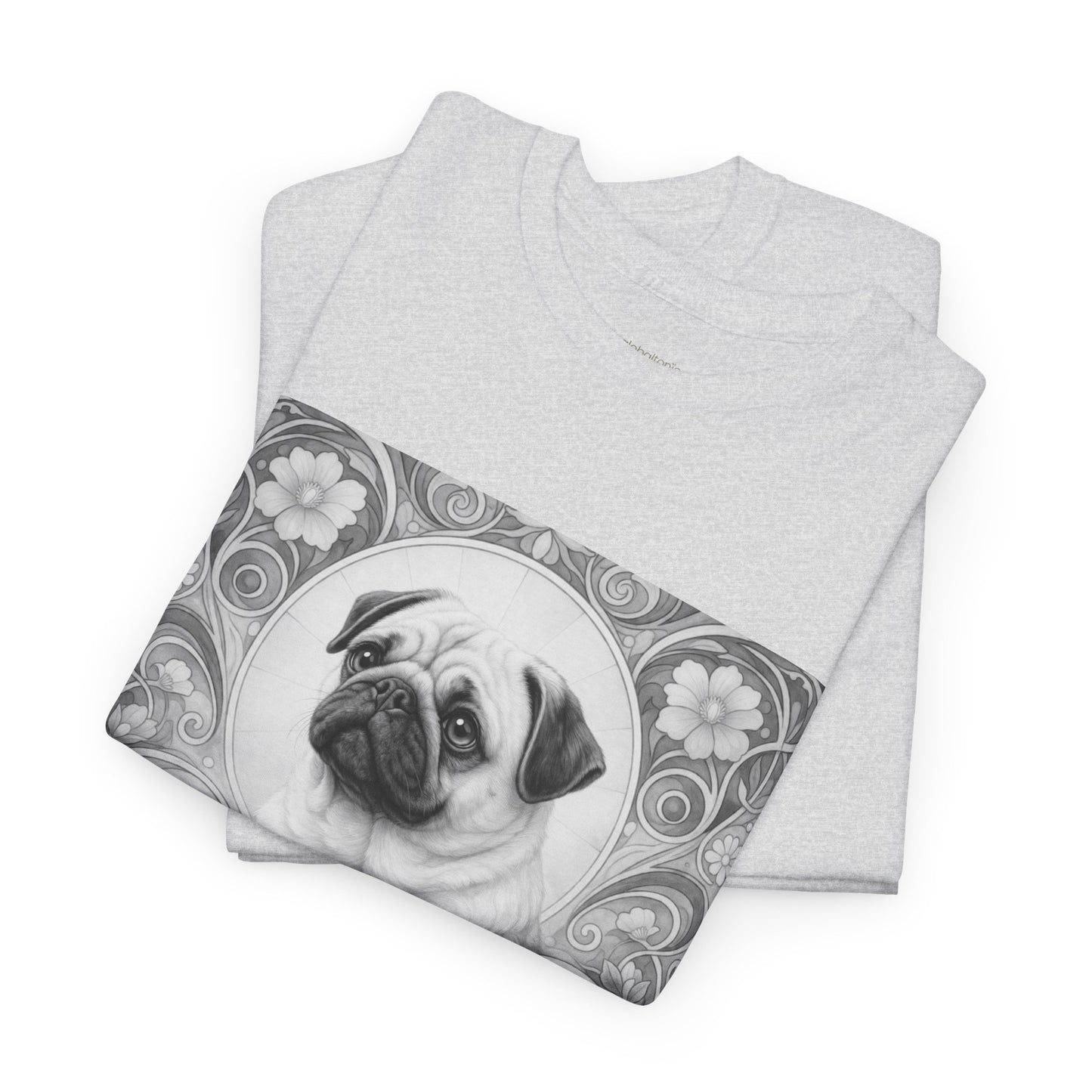 Pug Tan Vintage Unisex Cotton Tee for Dog Lovers (Black & White T-Shirt)