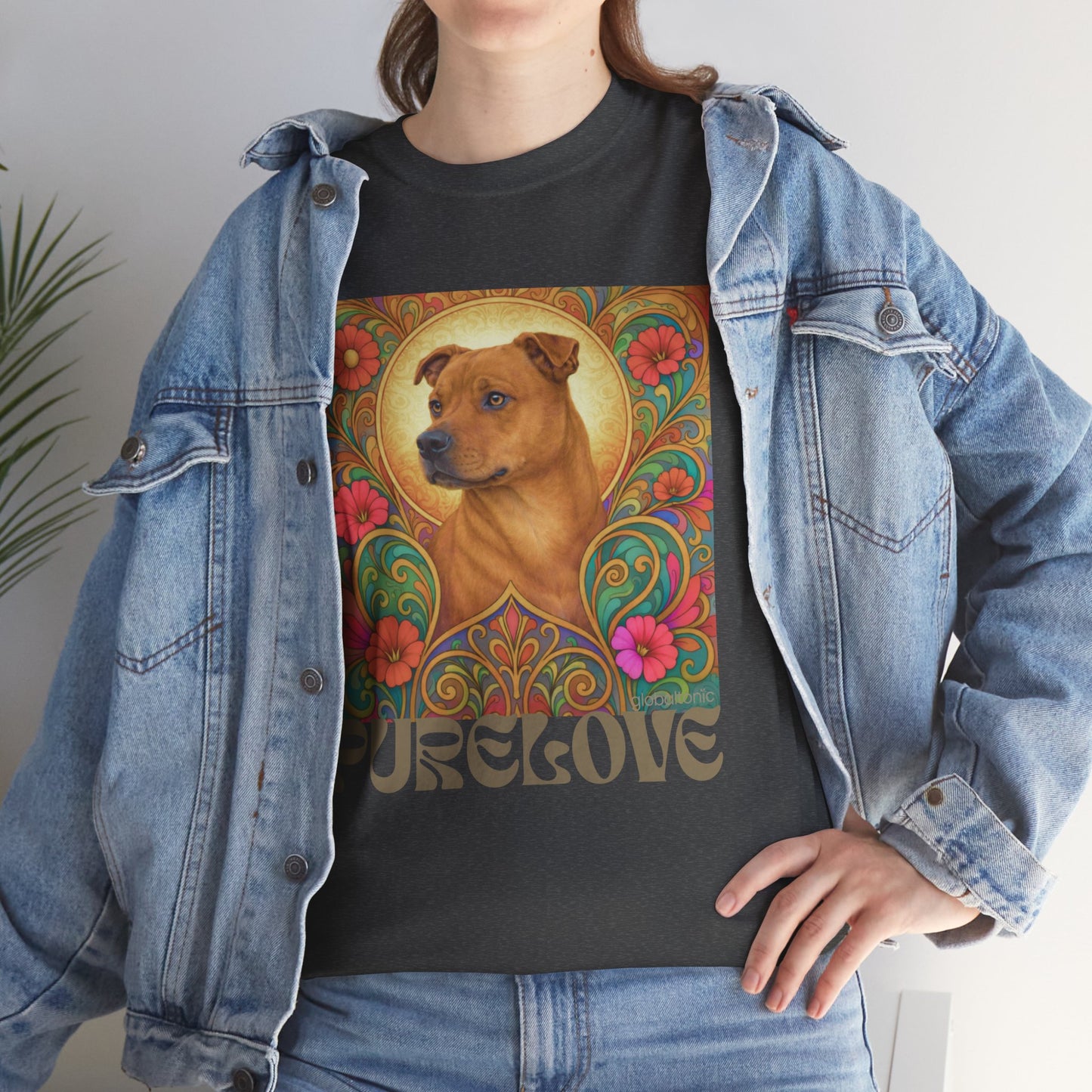 Staffy Tan Vintage Graphic T-Shirt – Unisex Cotton Tee for Dog Lovers