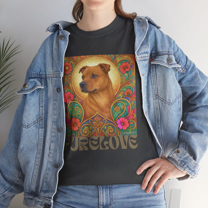 Staffy Tan Vintage Graphic T-Shirt – Unisex Cotton Tee for Dog Lovers