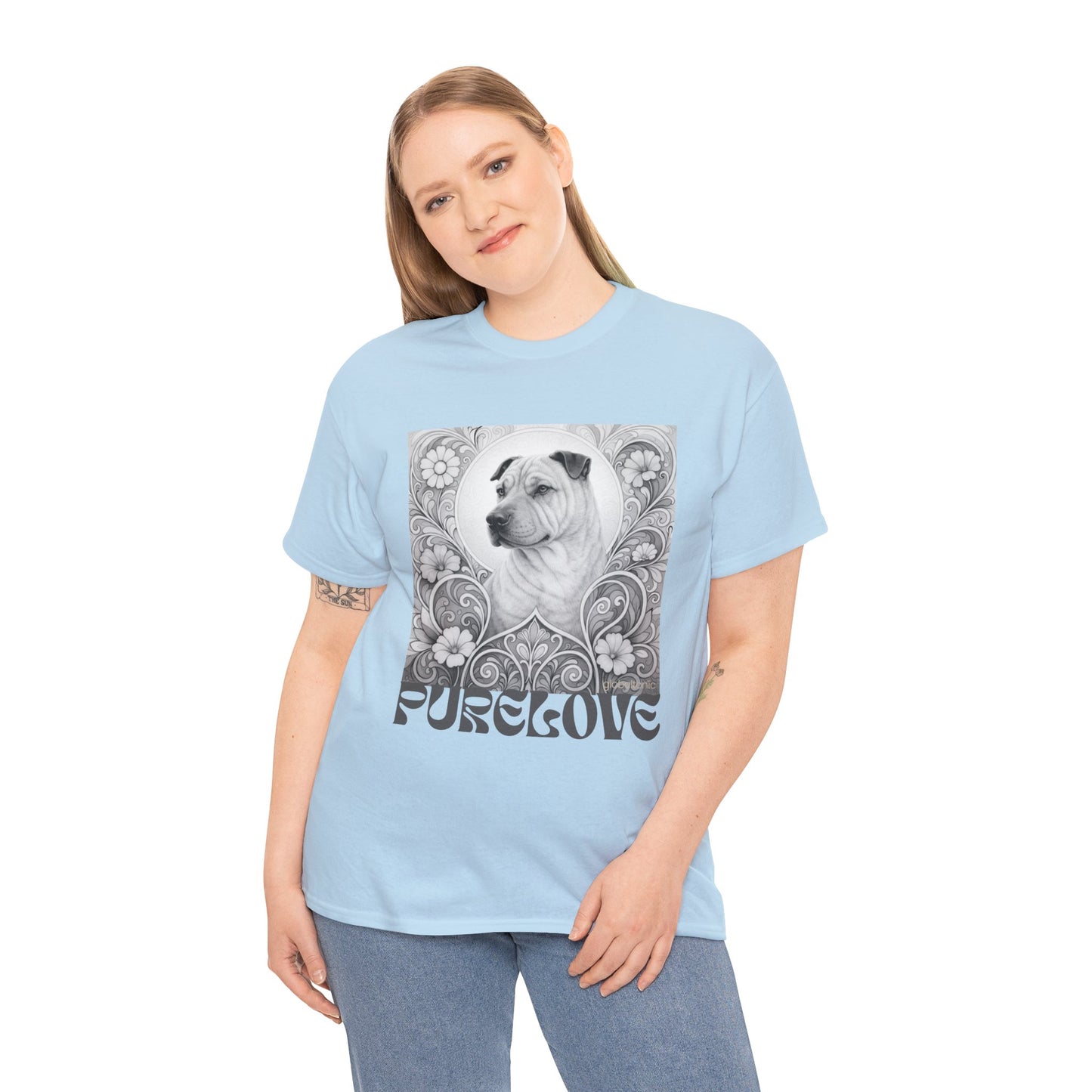 Shar Pei Vintage Graphic T-Shirt – Unisex Cotton Tee for Dog Lovers (Black & White)