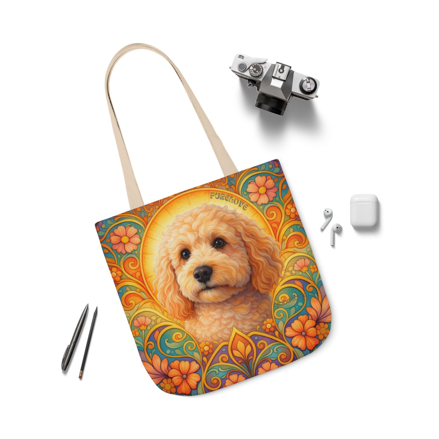 Goldendoodle (Groodle) All-Over Print Canvas Tote Bag – Colourful Artistic Dog Lover Gift