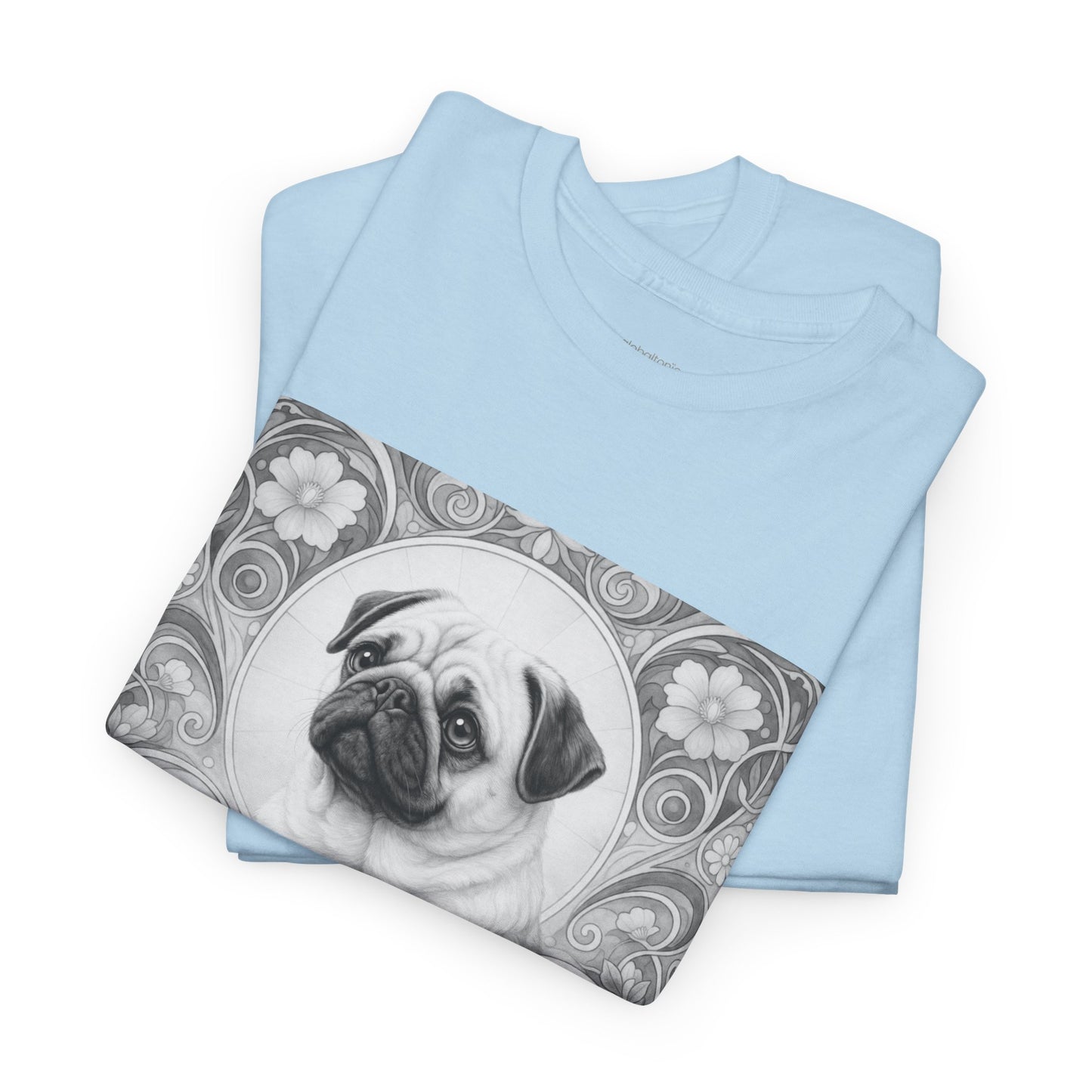 Pug Tan Vintage Unisex Cotton Tee for Dog Lovers (Black & White T-Shirt)
