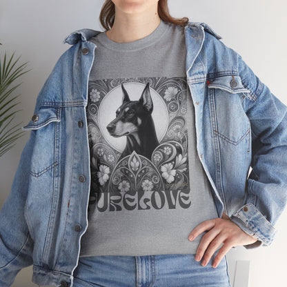 Doberman Vintage Unisex Cotton Tee for Dog Lovers (Black & White)