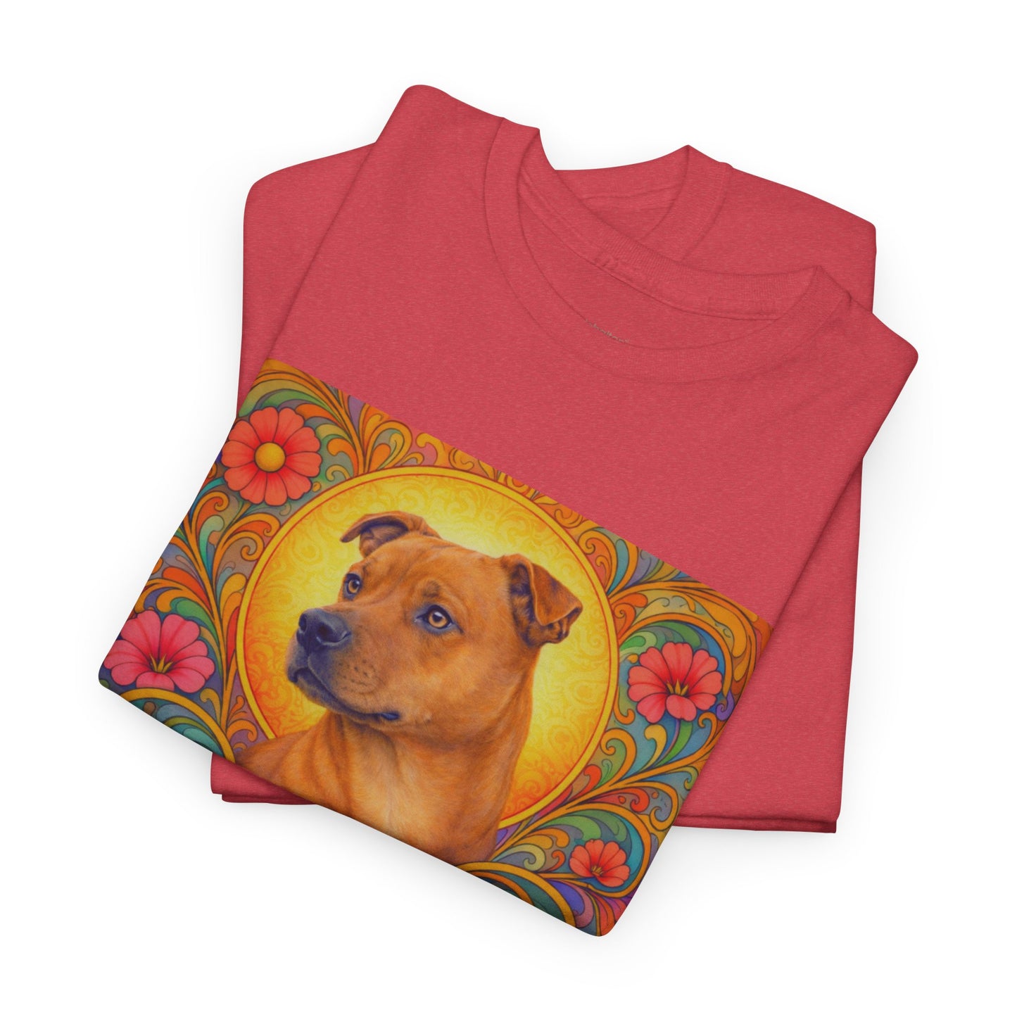 Staffy Tan Vintage Graphic T-Shirt – Unisex Cotton Tee for Dog Lovers