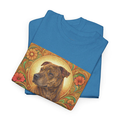 Staffy Brown Brindle Vintage Graphic T-Shirt – Unisex Cotton Tee for Dog Lovers