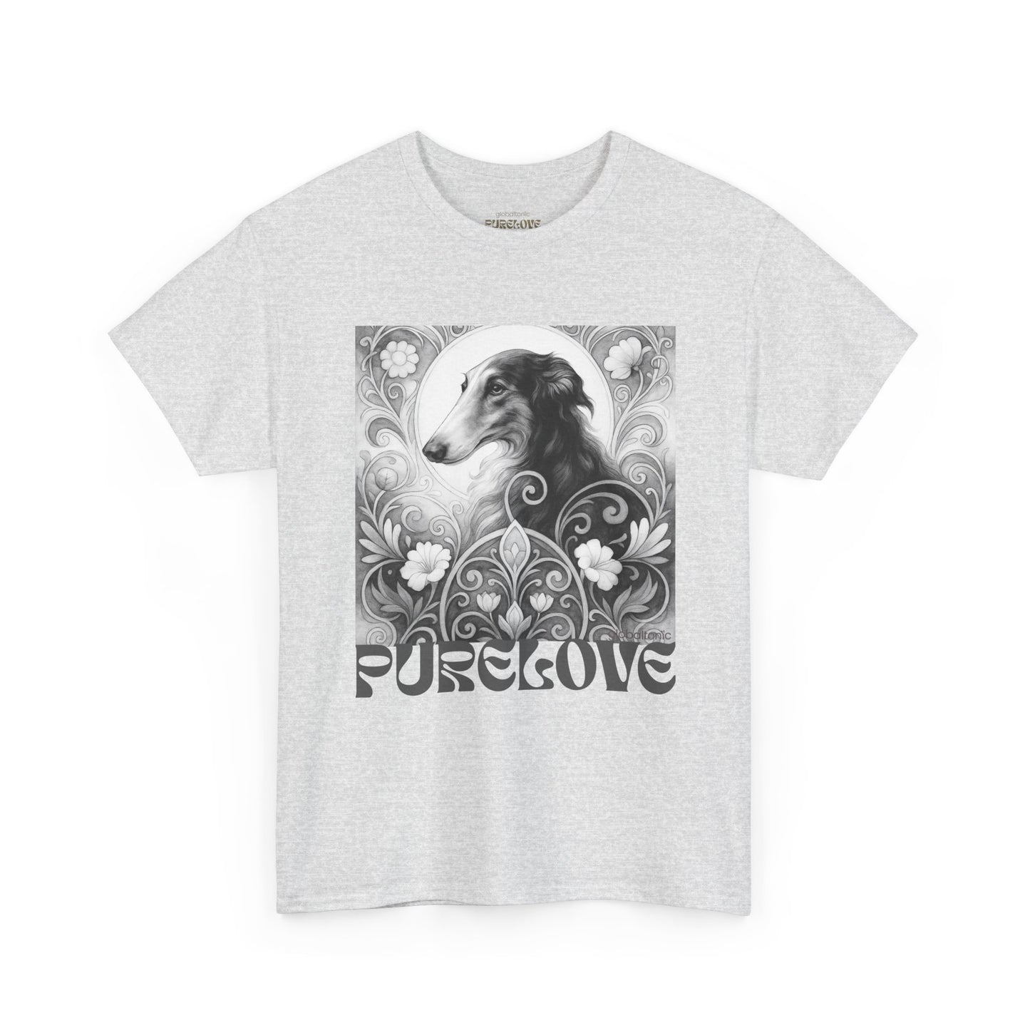 Borzoi Vintage Unisex Cotton Tee for Dog Lovers (Black & White)