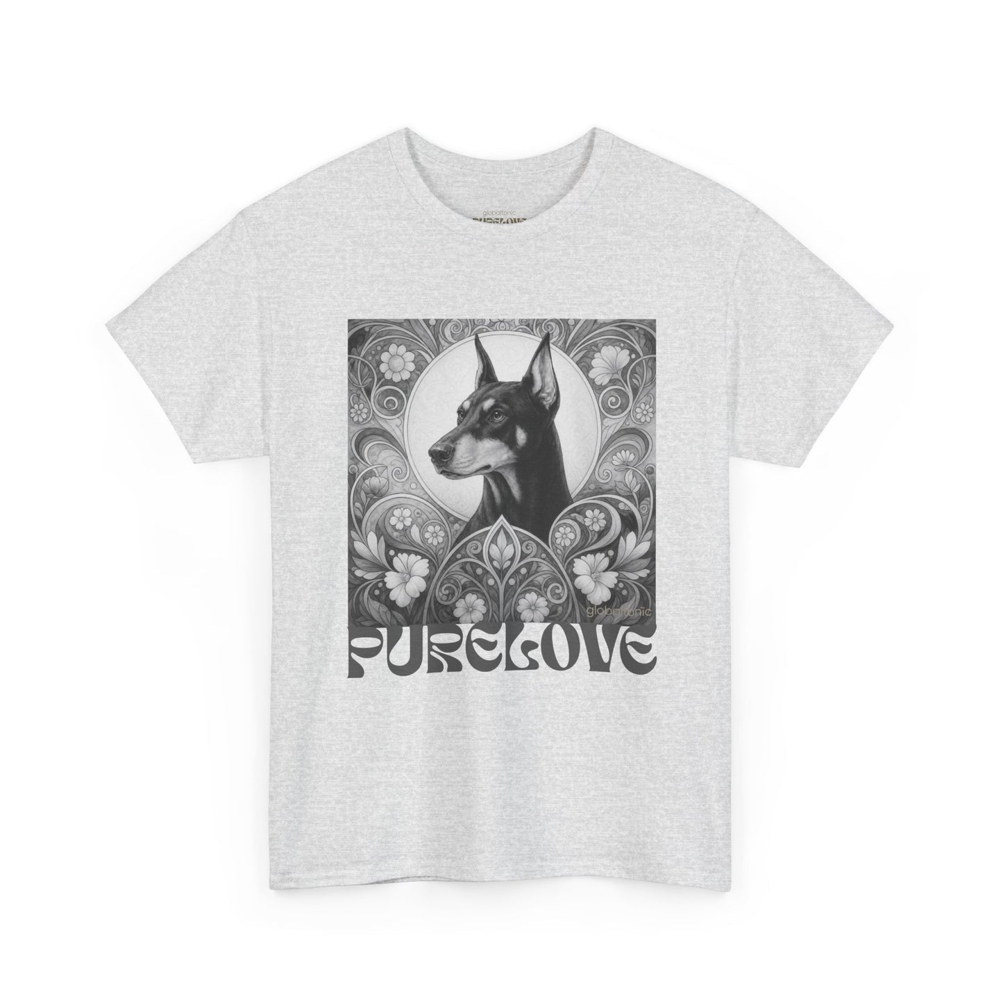 Doberman Vintage Unisex Cotton Tee for Dog Lovers (Black & White)