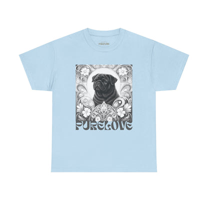 Pug Black Vintage Unisex Cotton Tee for Dog Lovers (Black & White T-Shirt)
