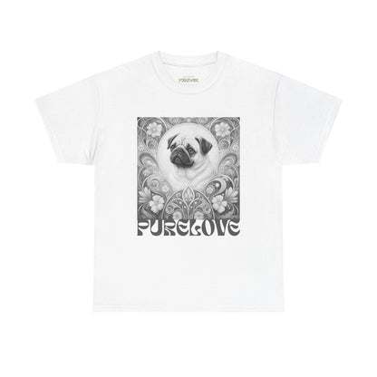 Pug Tan Vintage Unisex Cotton Tee for Dog Lovers (Black & White T-Shirt)