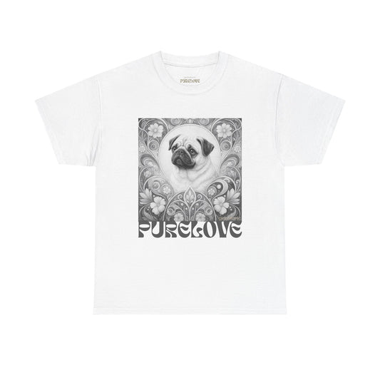 Pug Tan Vintage Unisex Cotton Tee for Dog Lovers (Black & White T-Shirt)