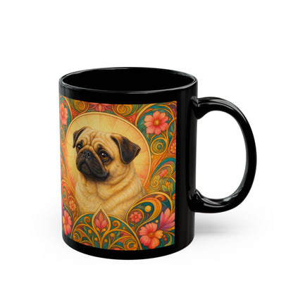 Pug Dog Lover Black Mug – Vintage Pet Themed Cup for Gifts & Home Decor