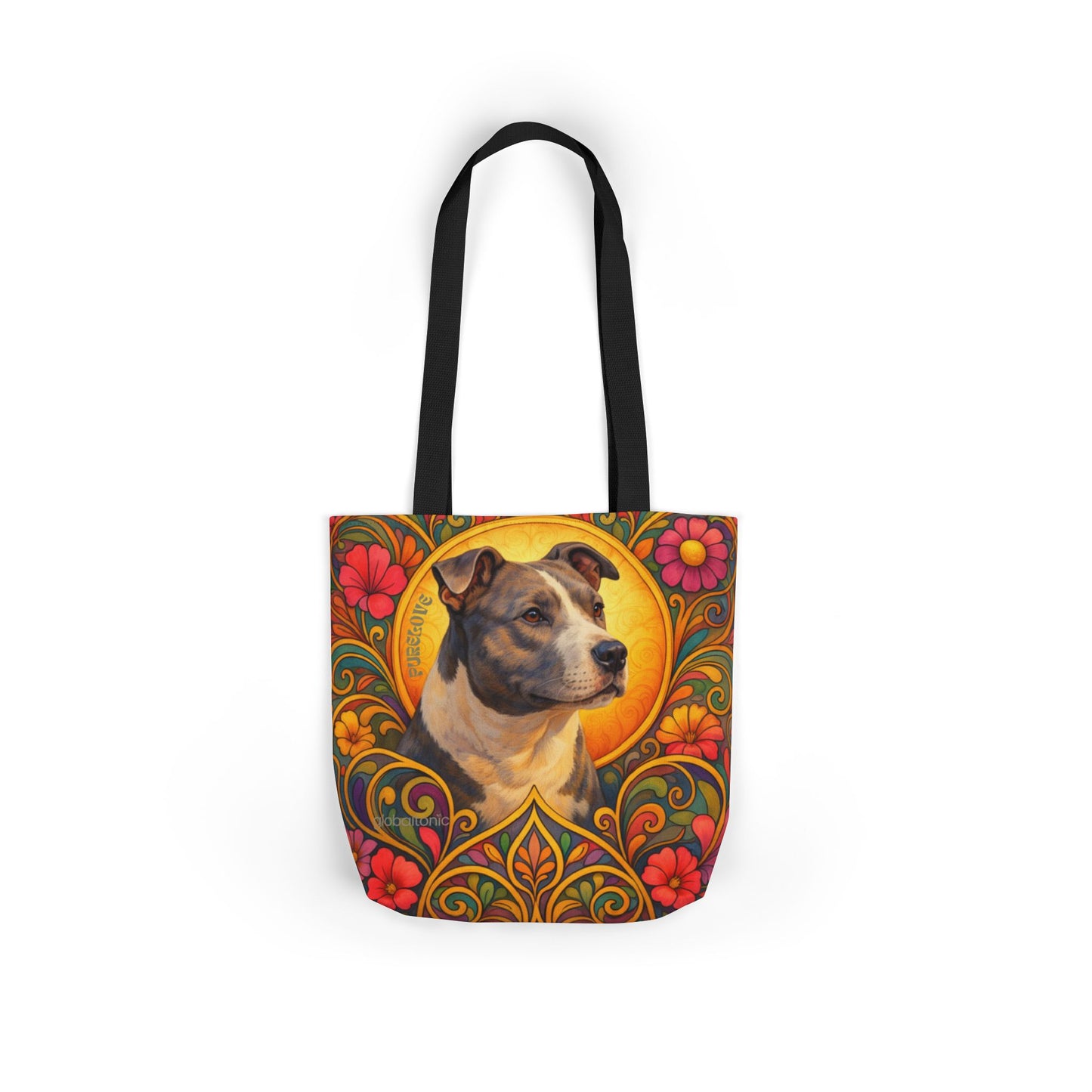 Staffy Grey & White All-Over Print Canvas Tote Bag – Colourful Artistic Dog Lover Gift