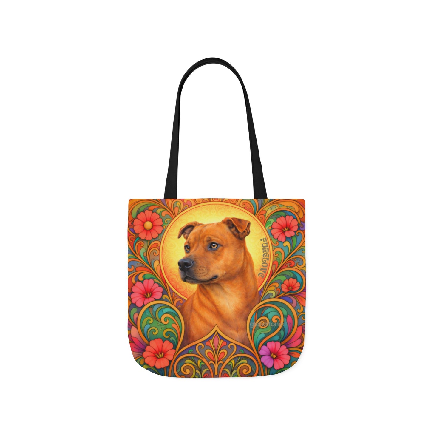 Staffy Tan All-Over Print Canvas Tote Bag – Colourful Artistic Dog Lover Gift