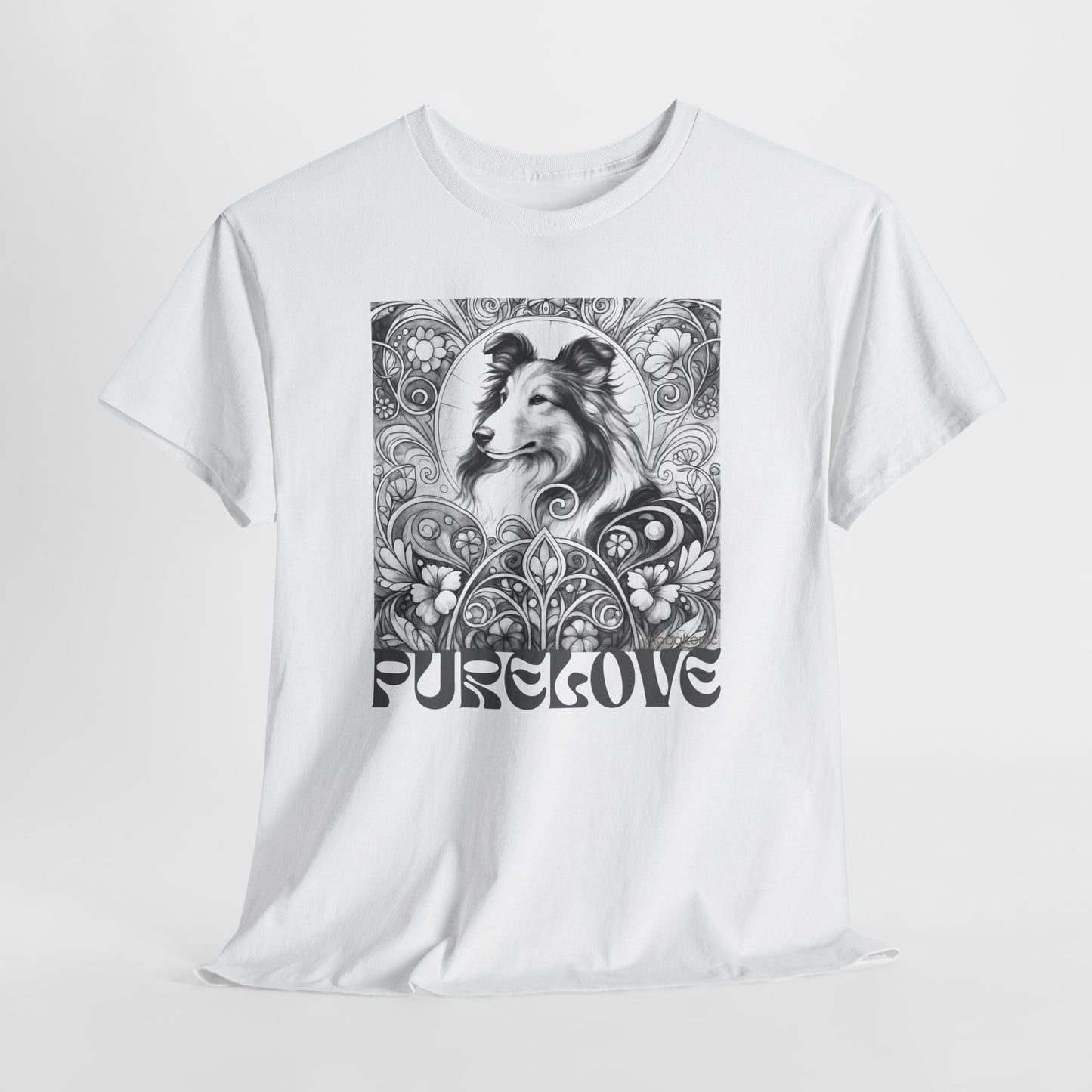 Collie Vintage Unisex Cotton Tee for Dog Lovers (Black & White)