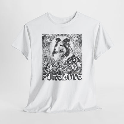 Collie Vintage Unisex Cotton Tee for Dog Lovers (Black & White)