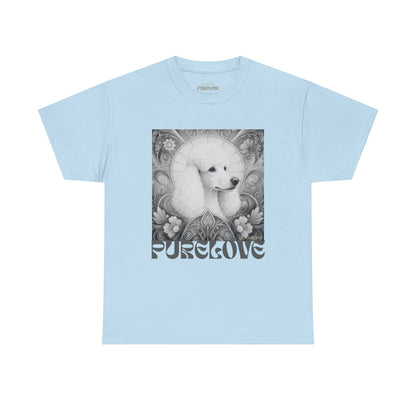 Poodle White Vintage Unisex Cotton Tee for Dog Lovers (Black & White)