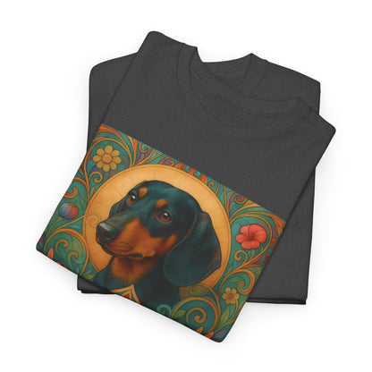 Dachshund Black Tan Shorthair Vintage Graphic T-shirt - Unisex Cotton Tee for Dog Lovers