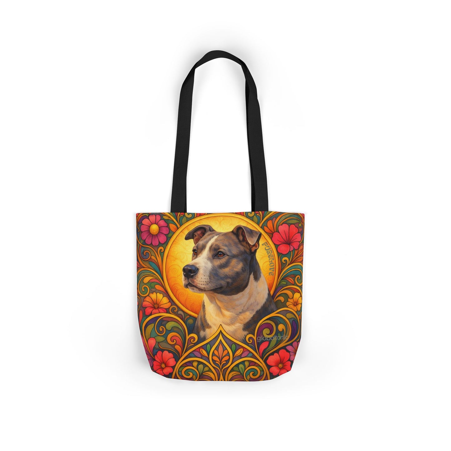 Staffy Grey & White All-Over Print Canvas Tote Bag – Colourful Artistic Dog Lover Gift