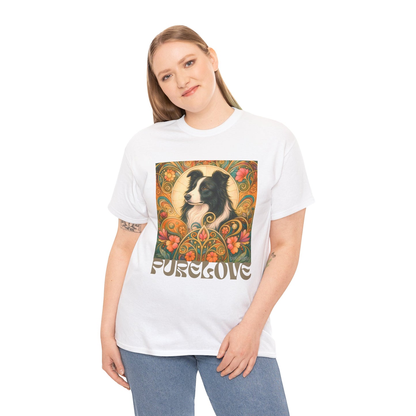 Border Collie (Black & White) Vintage Graphic T-Shirt – Unisex Cotton Tee for Dog Lovers