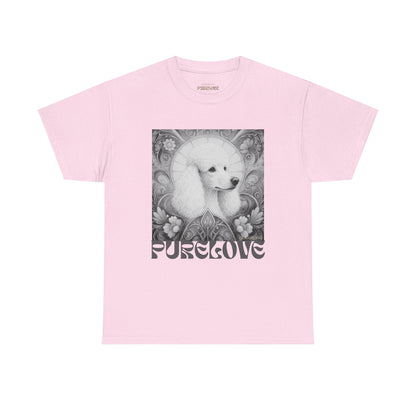 Poodle White Vintage Unisex Cotton Tee for Dog Lovers (Black & White)