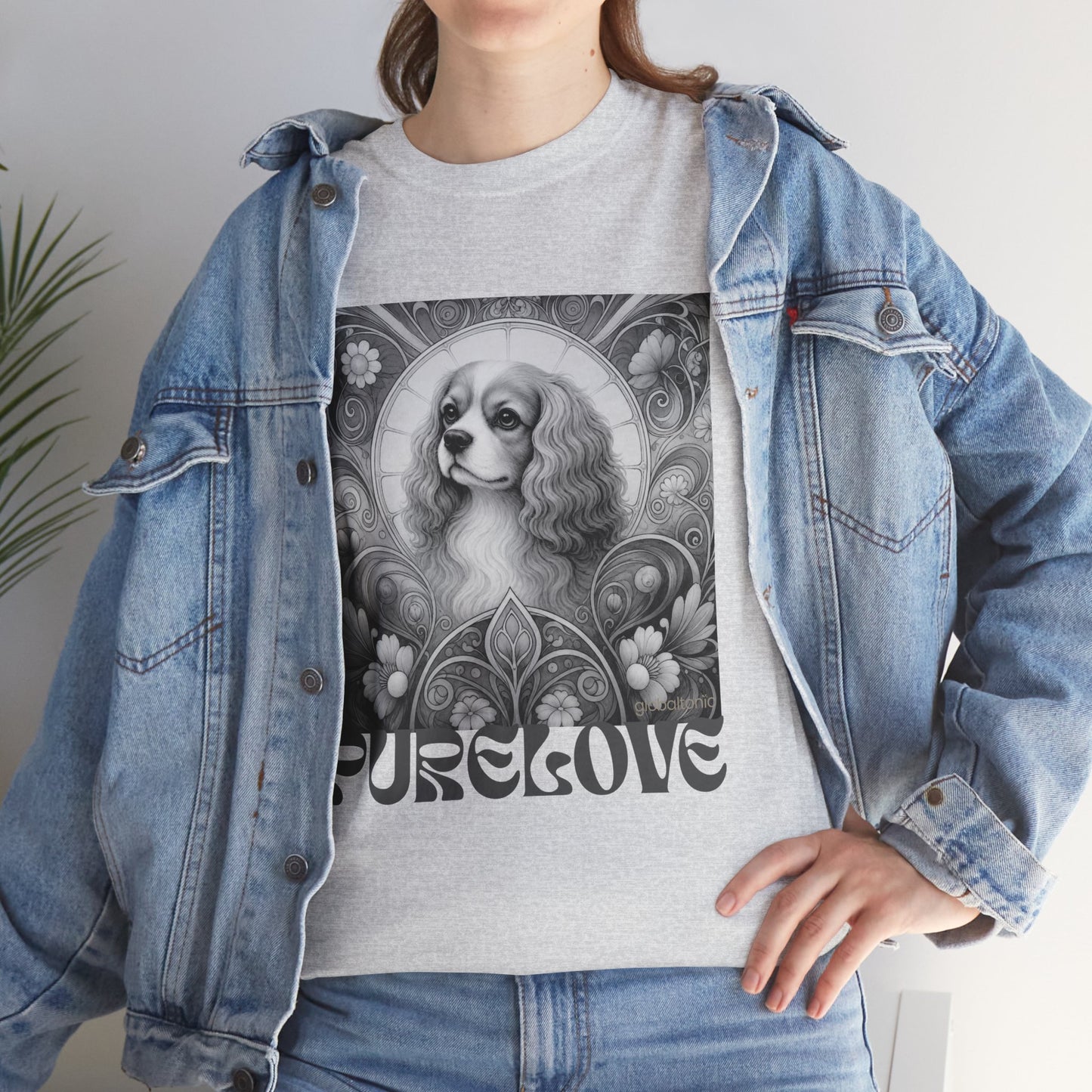 Cavalier King Charles Spaniel Vintage Unisex Cotton Tee for Dog Lovers (Black & White)