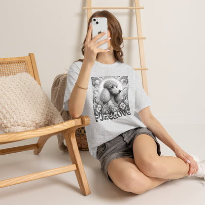 Poodle Grey Vintage Unisex Cotton Tee for Dog Lovers (Black & White)