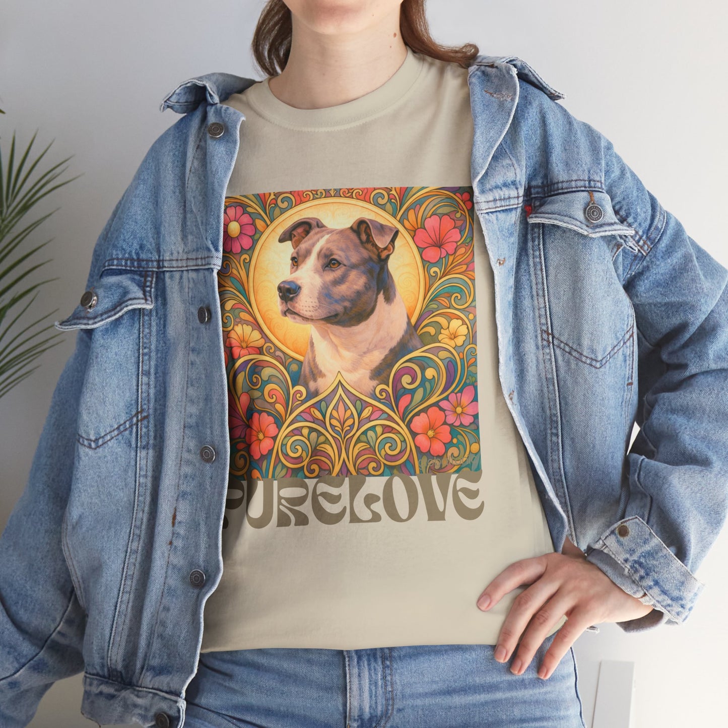 Staffy Grey & White Vintage Graphic T-Shirt – Unisex Cotton Tee for Dog Lovers