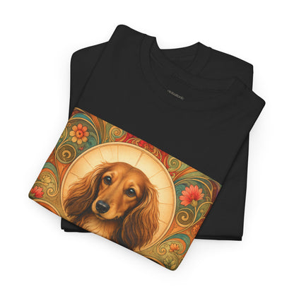 Dachshund Tan Longhair Vintage Graphic T-Shirt – Unisex Cotton Tee for Dog Lovers