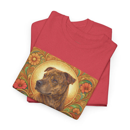 Staffy Brown Brindle Vintage Graphic T-Shirt – Unisex Cotton Tee for Dog Lovers