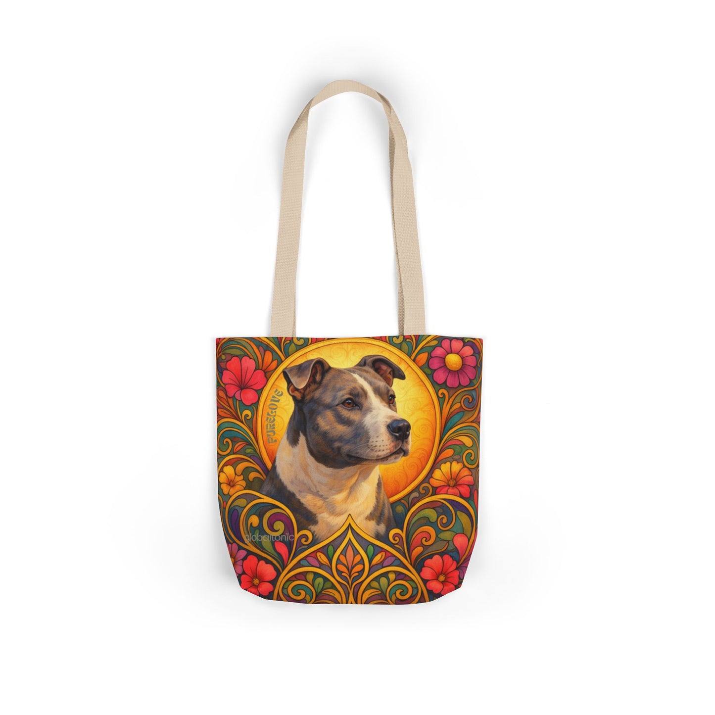 Staffy Grey & White All-Over Print Canvas Tote Bag – Colourful Artistic Dog Lover Gift