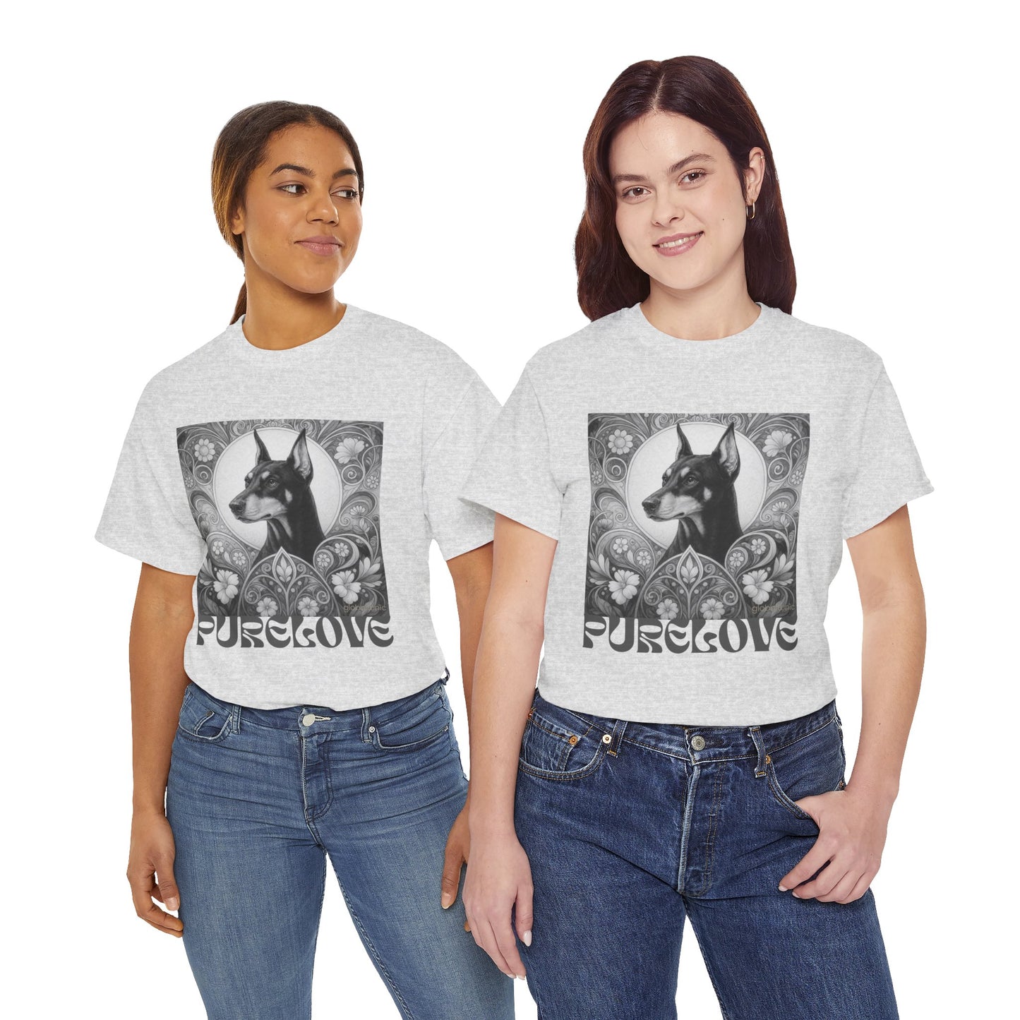 Doberman Vintage Unisex Cotton Tee for Dog Lovers (Black & White)