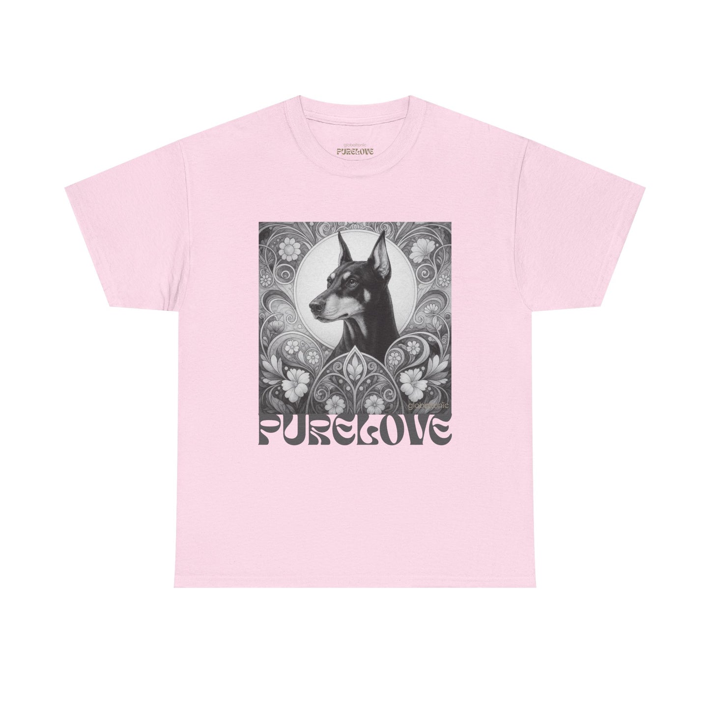 Doberman Vintage Unisex Cotton Tee for Dog Lovers (Black & White)