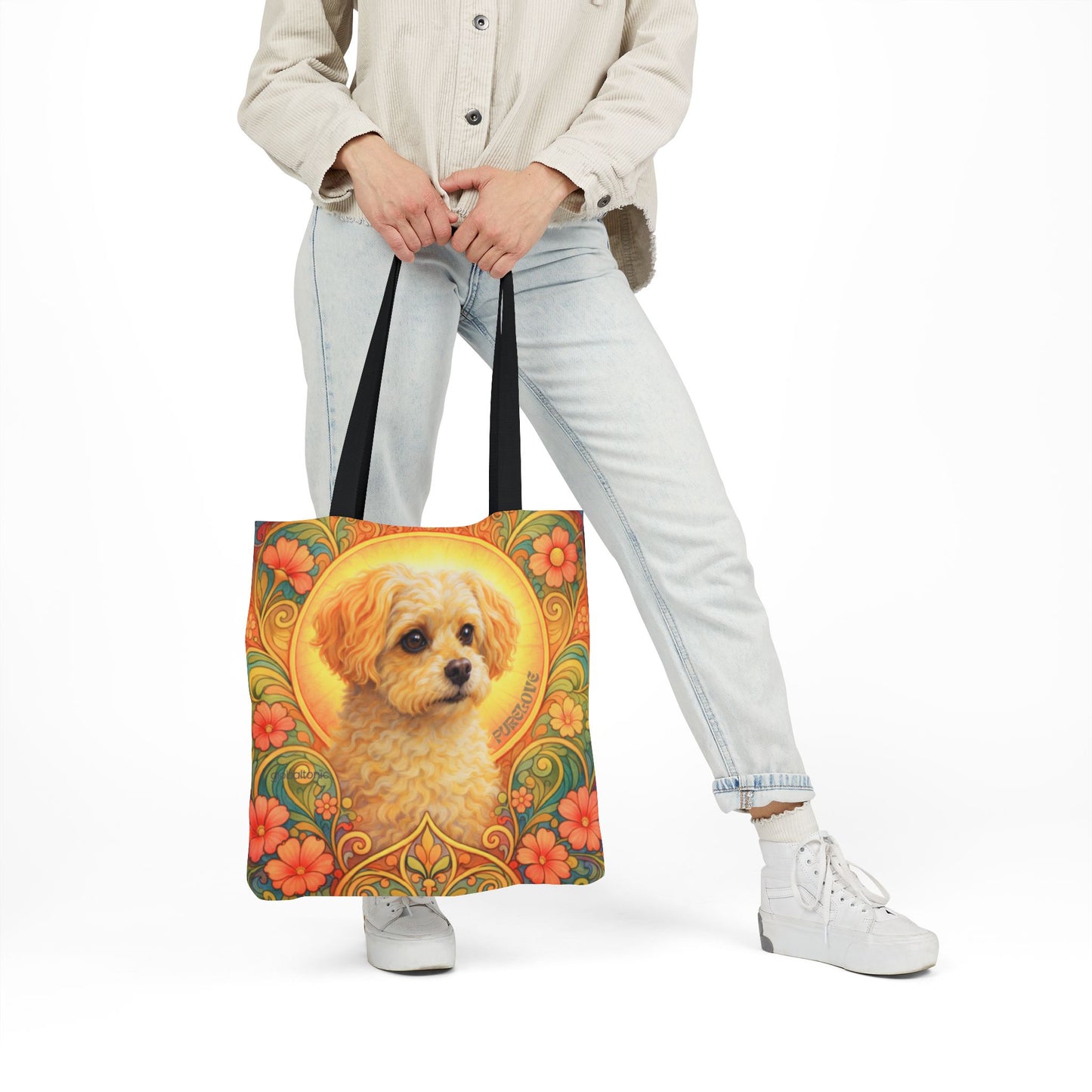 Foxypoo (Foodle) All-Over Print Canvas Tote Bag – Colourful Artistic Dog Lover Gift